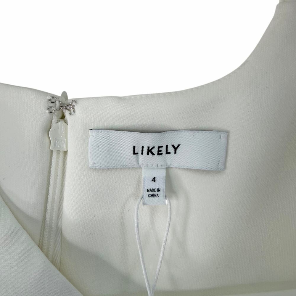 New Likely Cameron Feather Trim Crystal Embellished Minidress Size 4 - Picture 4 of 10